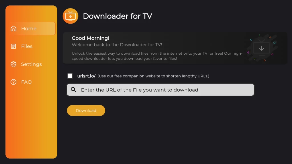 Sideload the Player APK using Downloader for TV