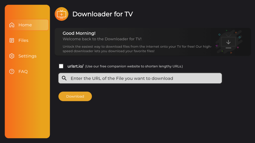 use Downloader for TV to sideload IPTV Streamer Player APK