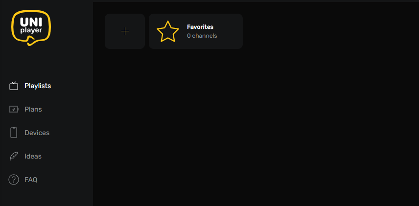 Tap the Plus + icon to add IPTV on UniPlayer