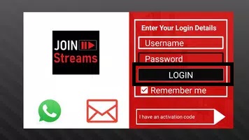 Click LOGIN and stream on Join Streams  IPTV