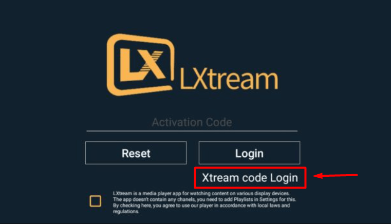 Click Xtream code login to add Xtream IPTV playlist