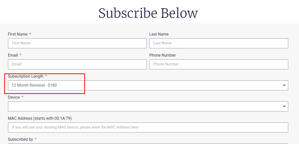 Select a subscription length