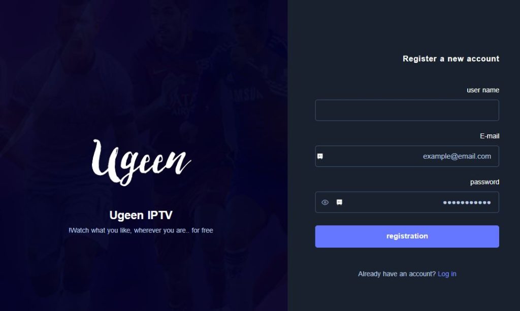 Register to Ugeen IPTV