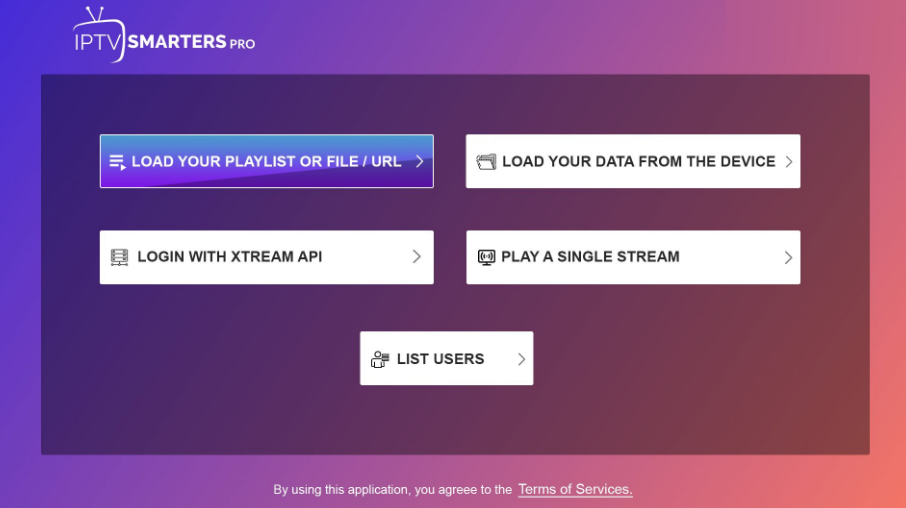 choose the Login with Xtream API option