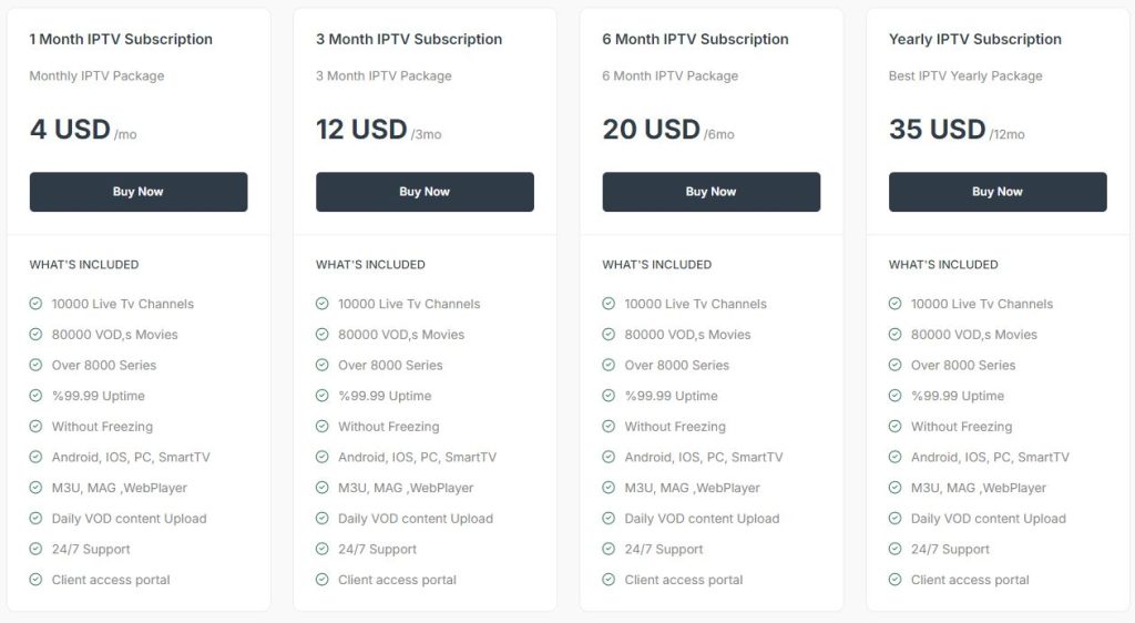 Cyber IPTV packages