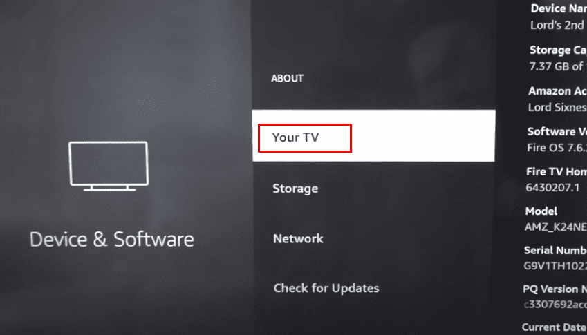 Select the Your TV option