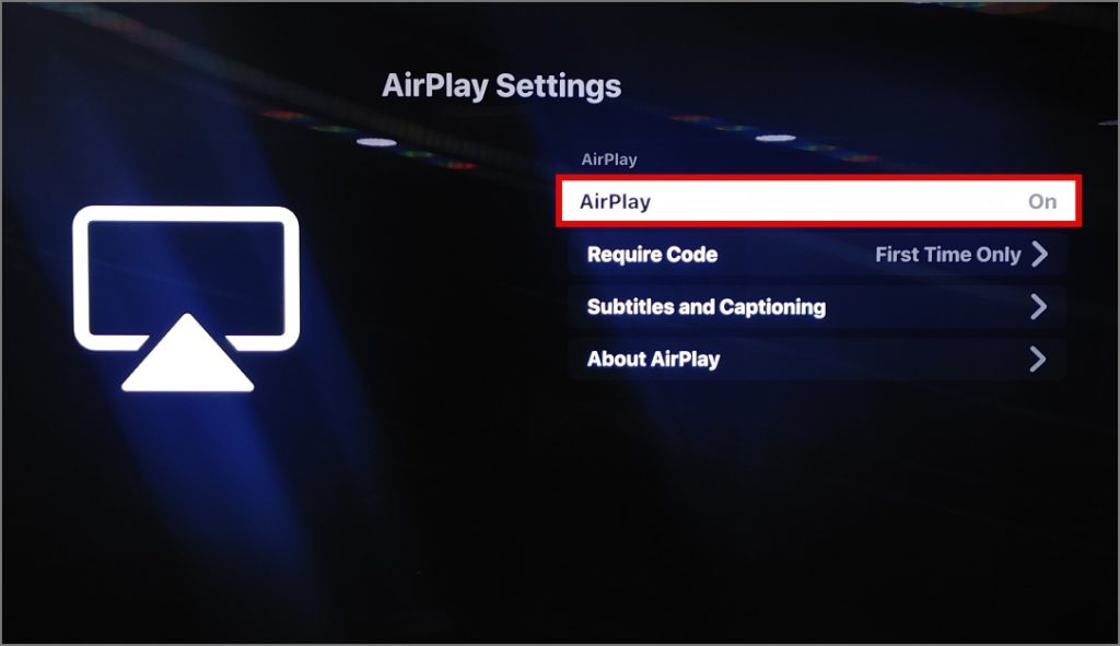 Enable the AirPlay option