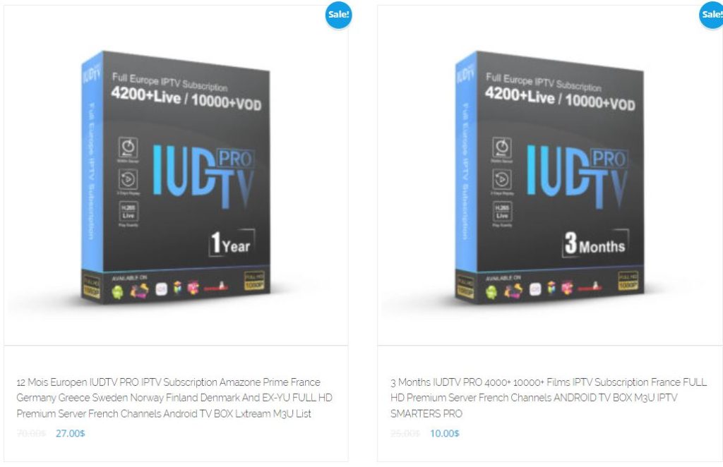 Subscription plans of IUDTV IPTV