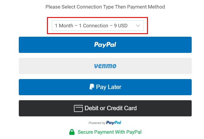 Select subscription plan