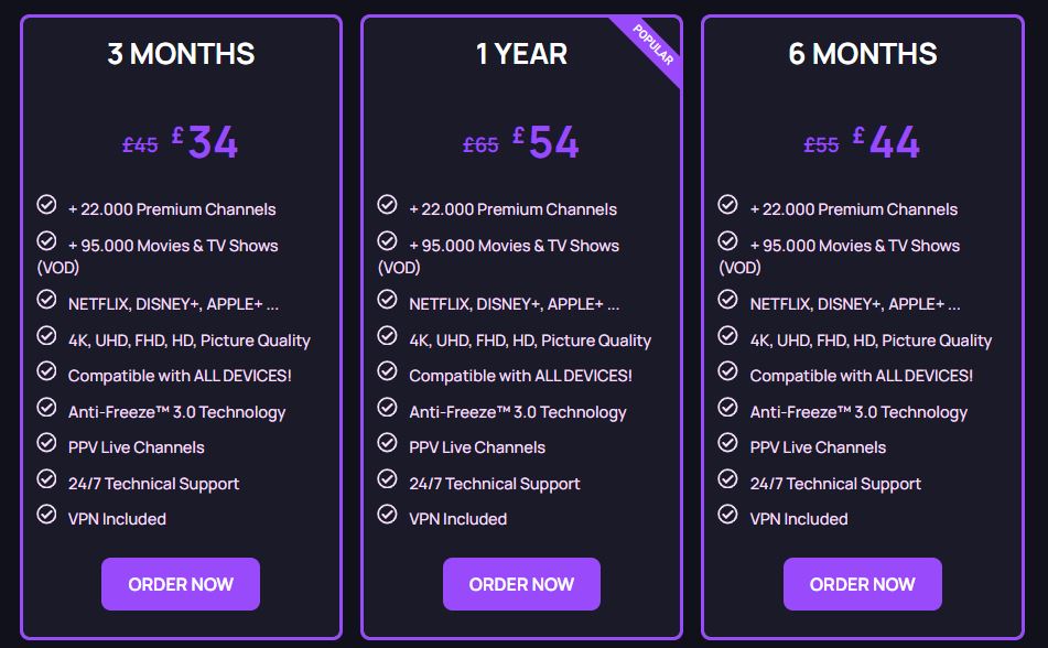 Enjoy IPTV packages