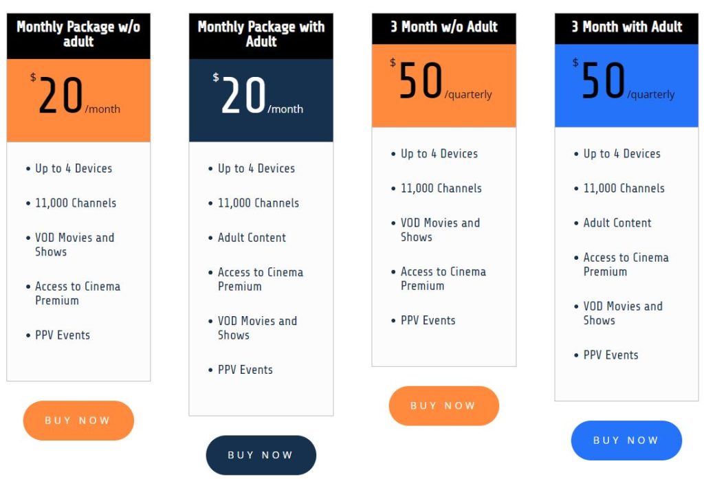 Instant IPTV subscription plans