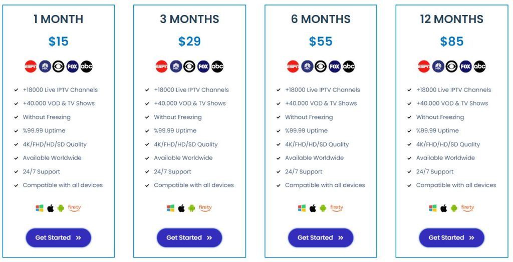 Krooz TV IPTV plans