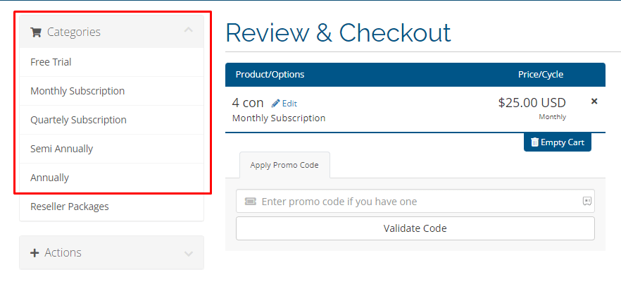 Select Subscription duration