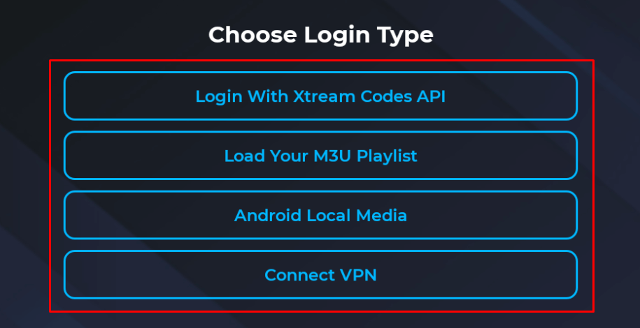 Select a login type