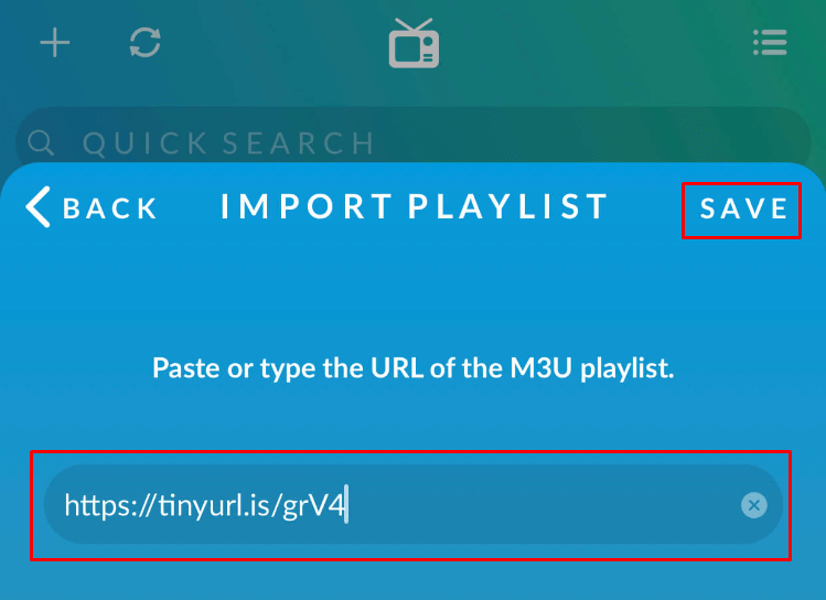 Input M3U URL