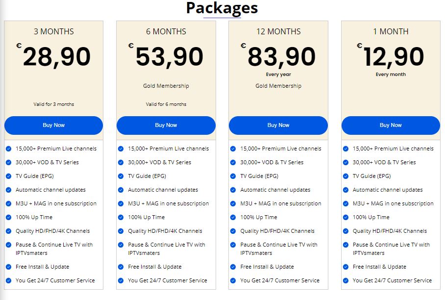 Flawless IPTV plans