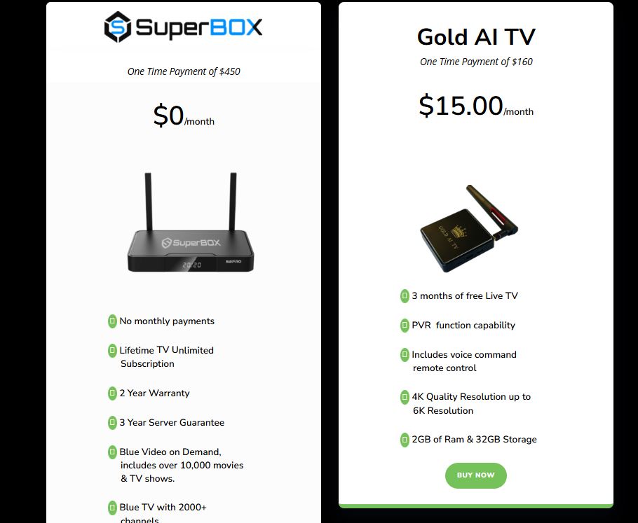 Black Box TV IPTV plans