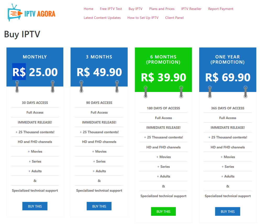 Subscription Plans of IPTV Agora