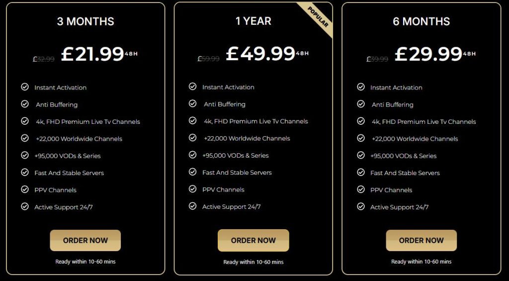 Pricing Plans of IPTV EXPRESS