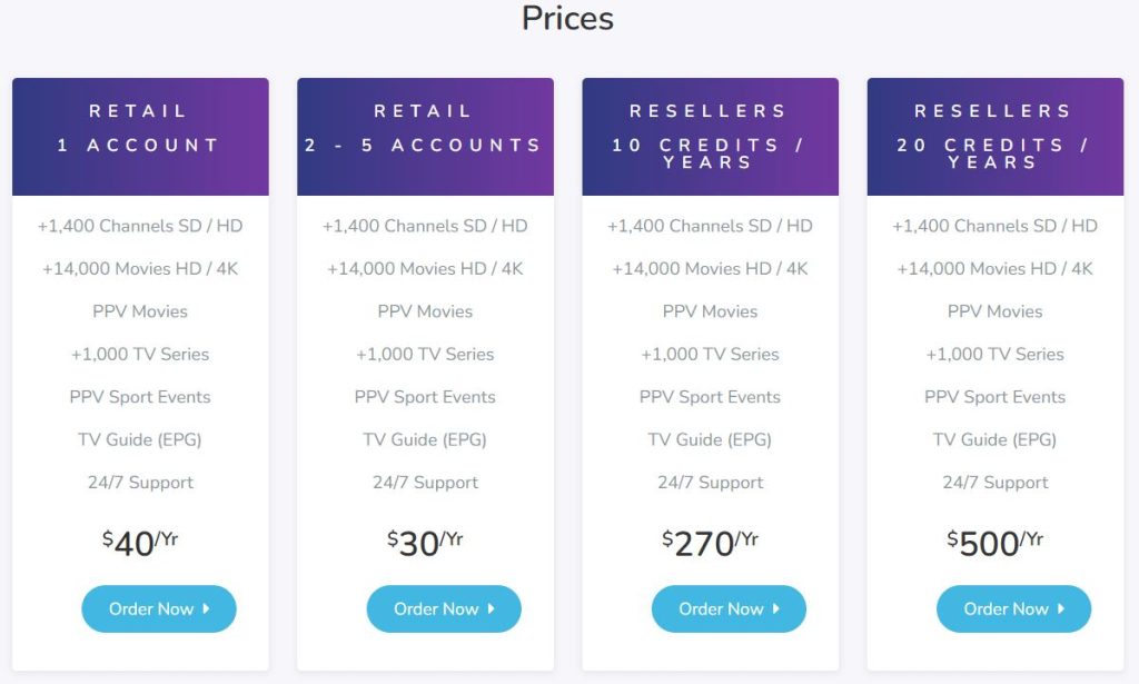 Subscription plans of Rocket IPTV