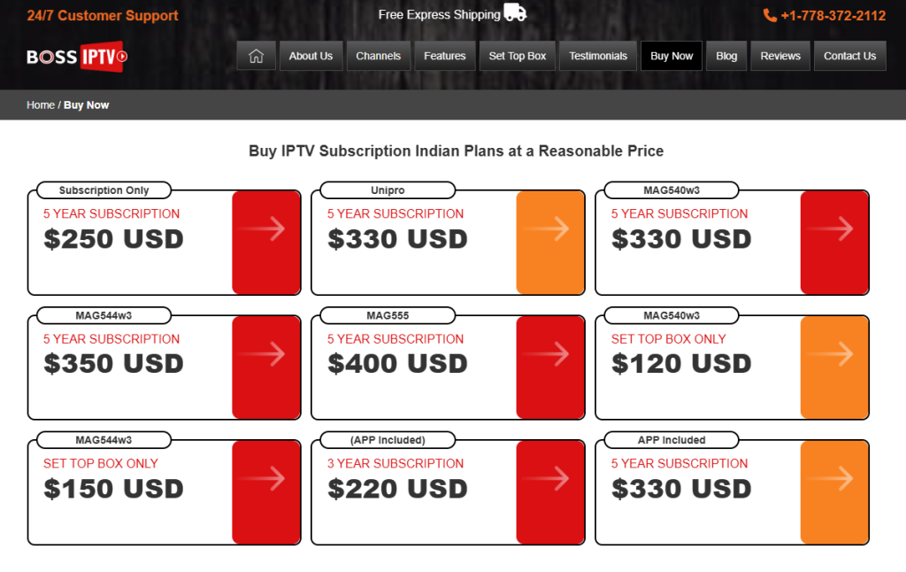 Subscription Plans of IPTV Boss