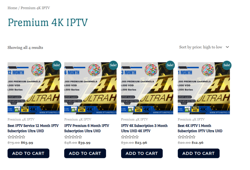 Subscription Plans of IPTV4K