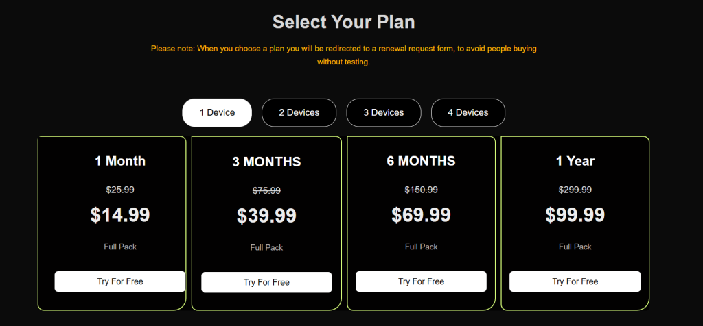 Subscription Plans of Lemon Realm IPTV