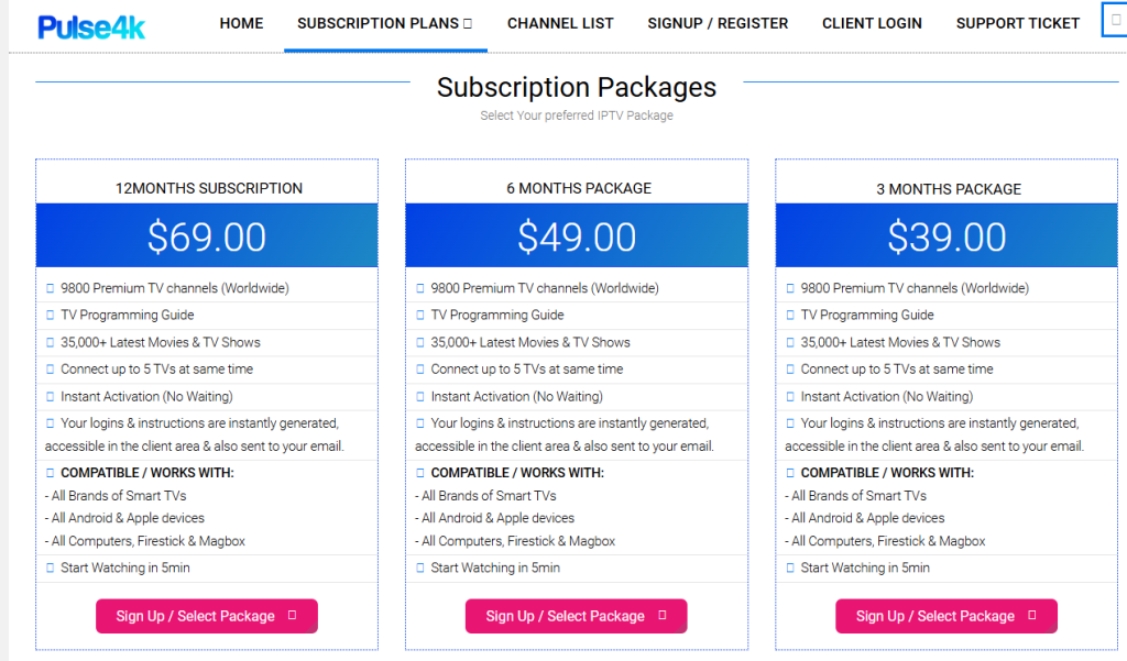 Subscribe to the Pulse IPTV service