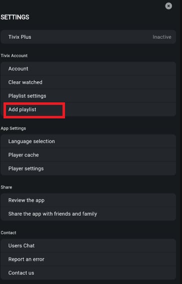 Choose the Add Playlist option