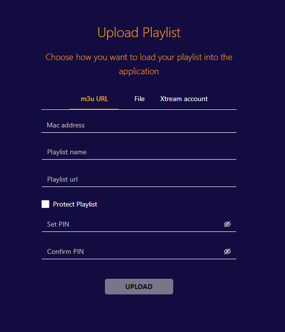 Upload the login credentials on the Wise Player Pro website