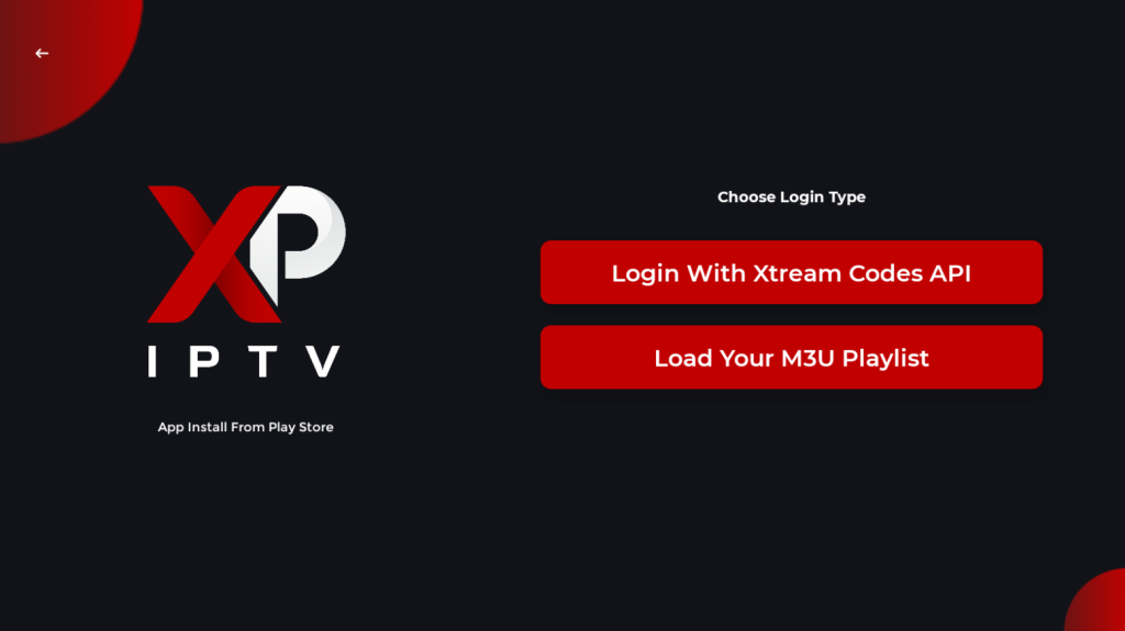 Select the Login format on XP IPTV Player